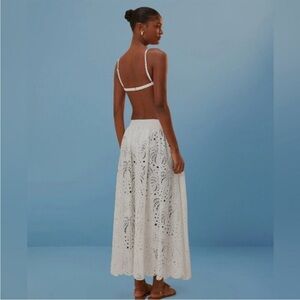 SOLD Farm Rio Laise Palm Tree Eyelet Cotton Midi Skirt